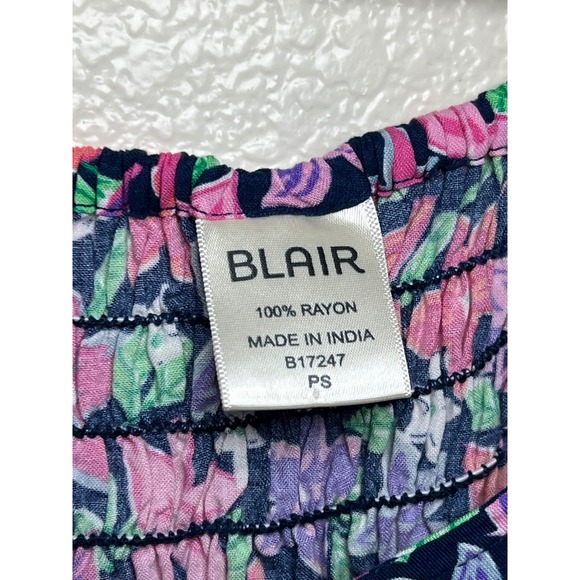 BLAIR Floral Smocked Button Front Midi Dress Bright Retro Summer Vacation  PS - Picture 5 of 15